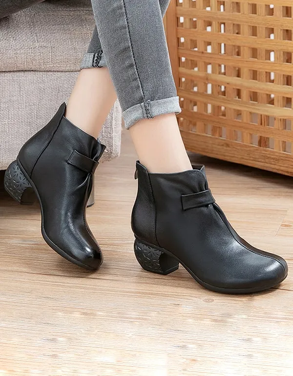 Autumn Comfy Vintage Leather Chunky Boots