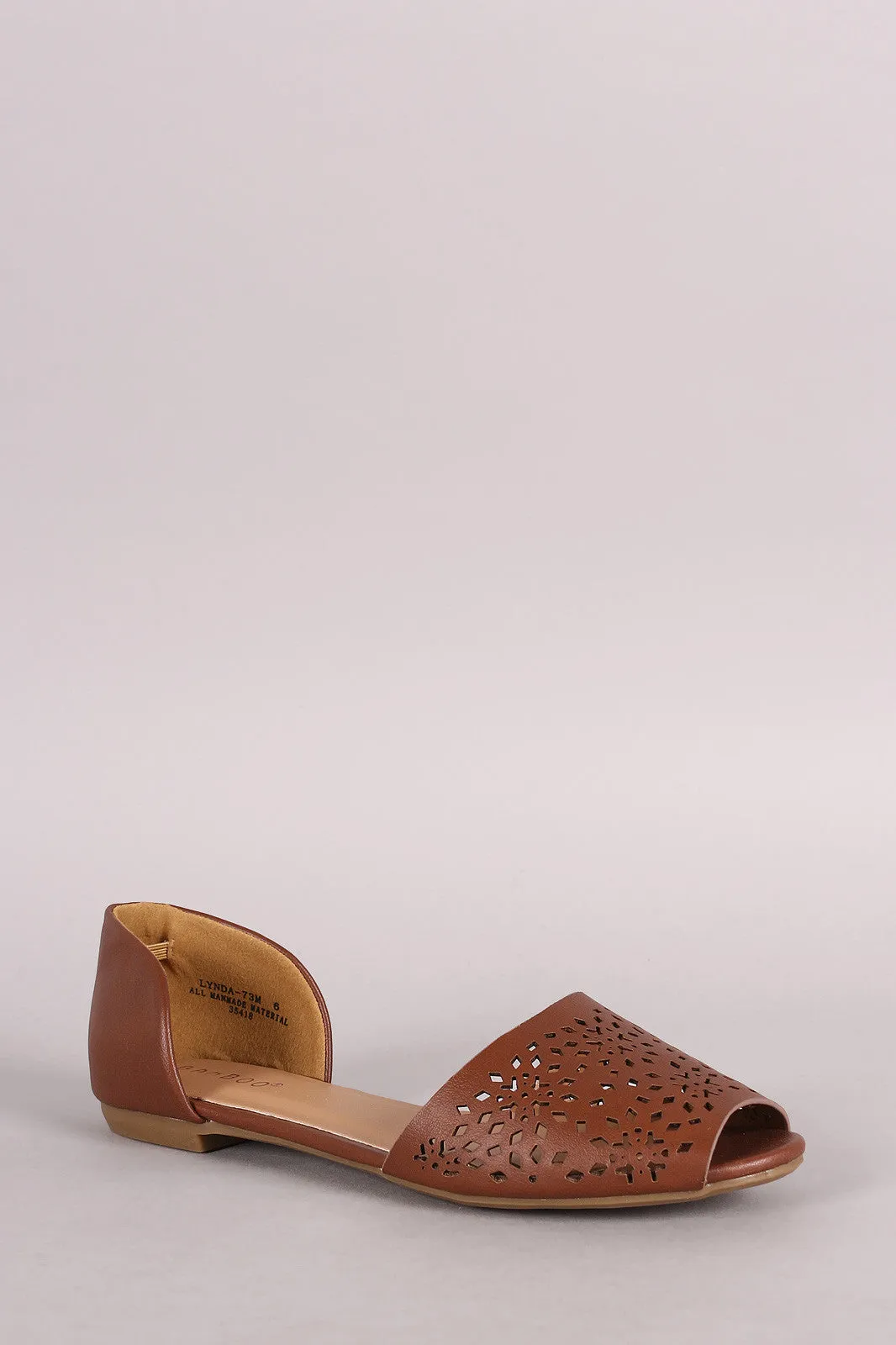 Bamboo Perforated Peep Toe Flat