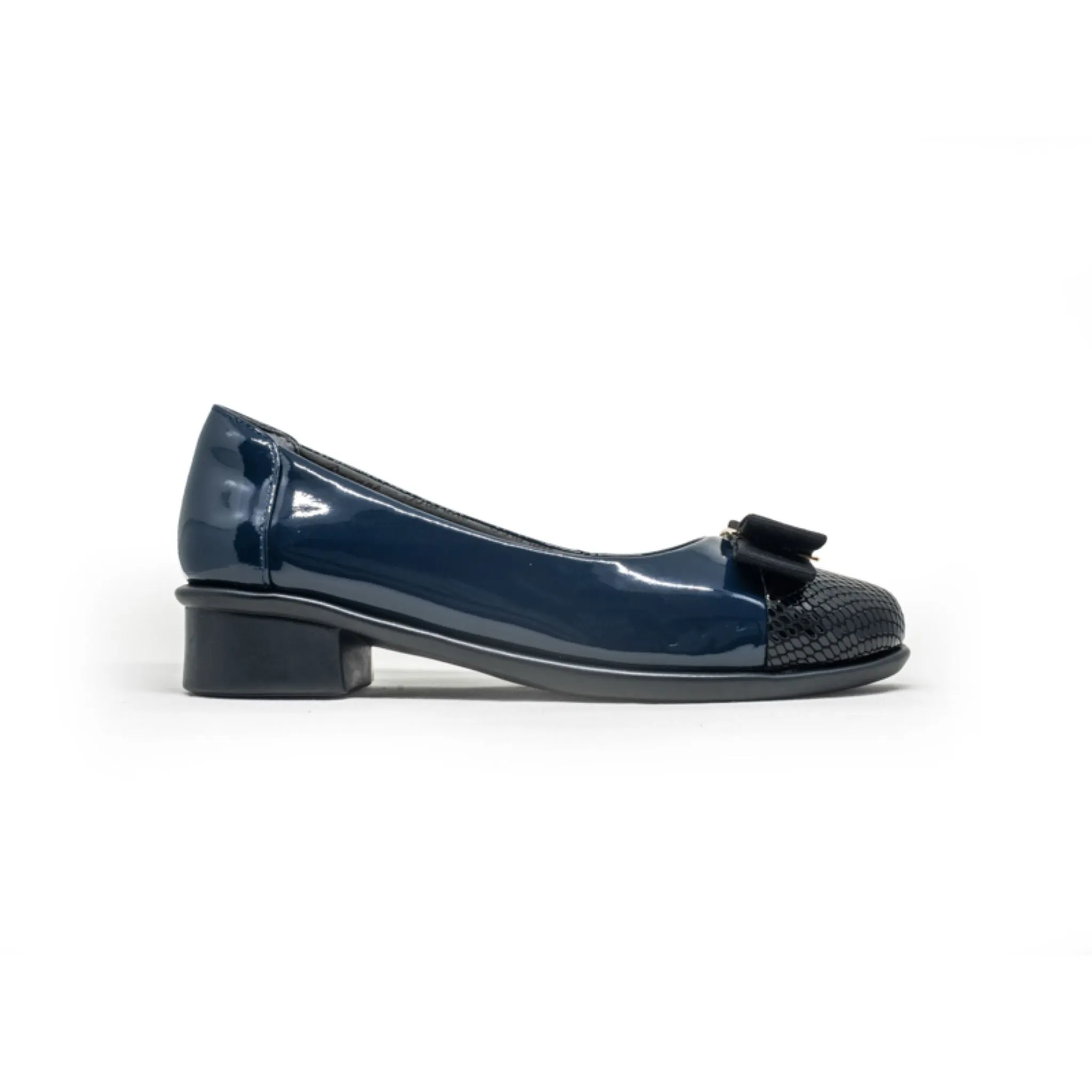 Barani Leather Heeled Pumps 8901-52 Navy