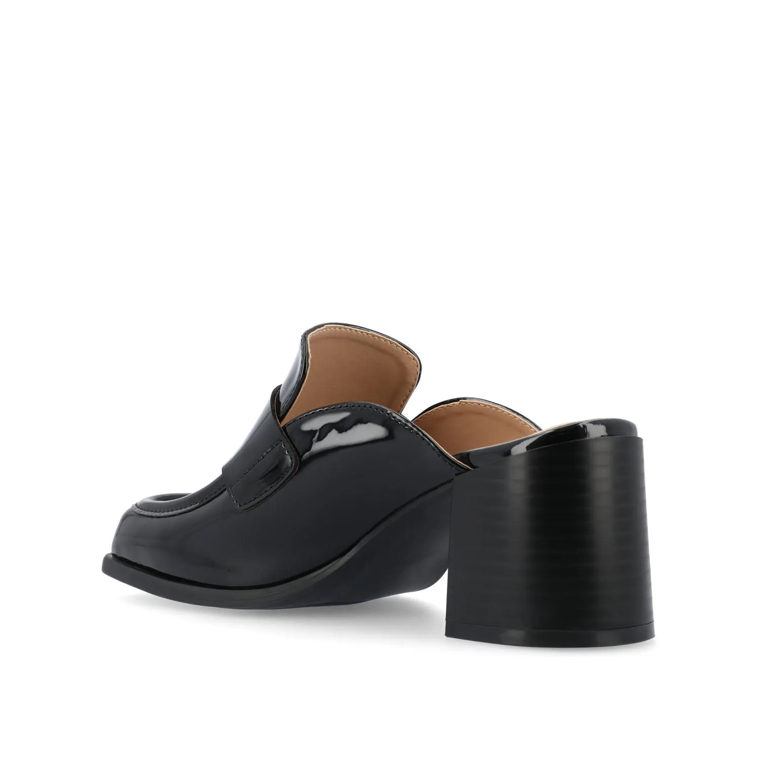 BAYLEY BLOCK HEELED LOAFERS IN FAUX LEATHER