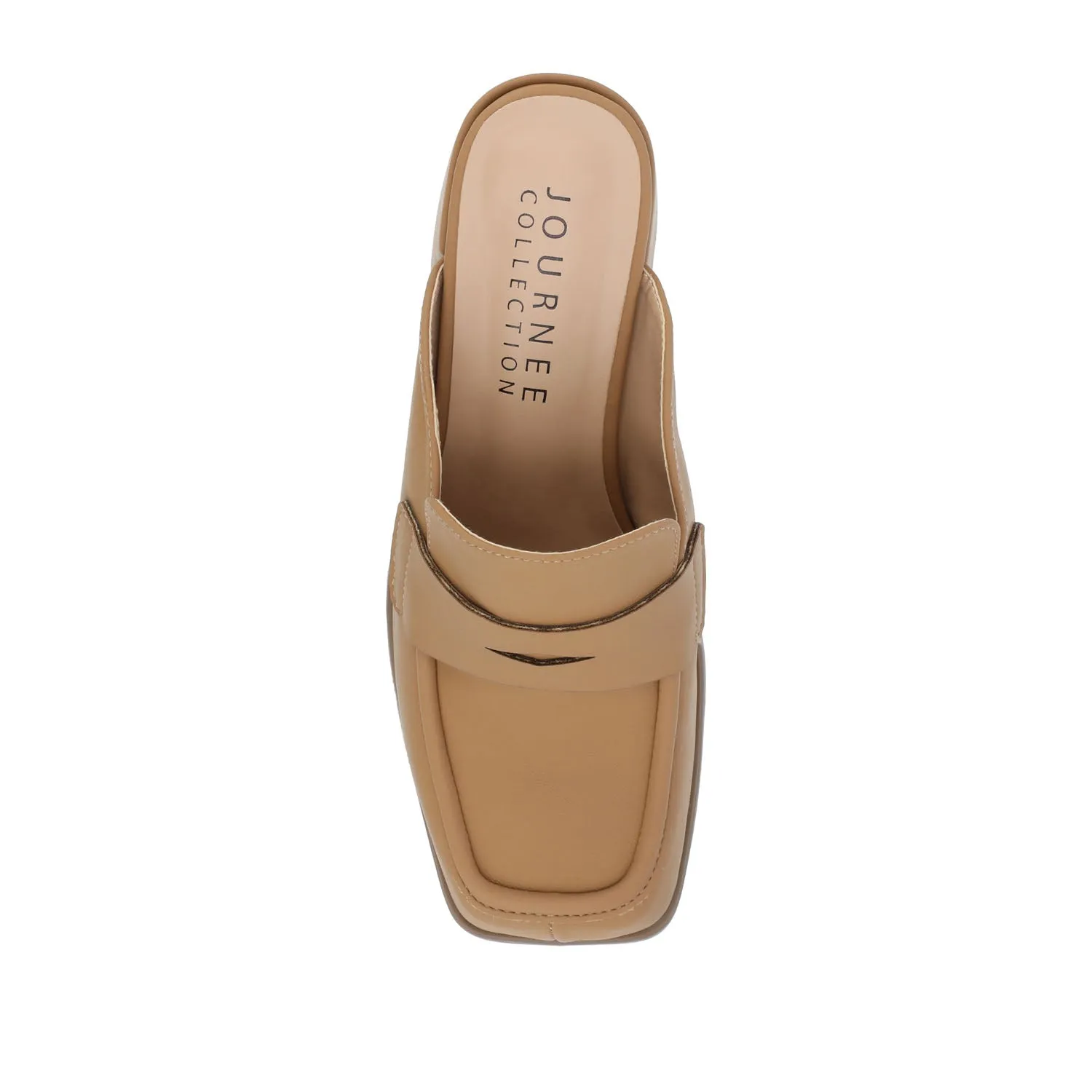 BAYLEY BLOCK HEELED LOAFERS IN FAUX LEATHER