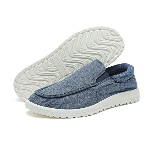 Betrue Lightweight Slip On Shoes for Men, Mens Casual Boat Loafers Deck Shoes, Breathable Canvas Soft Sole Walking Shoes for Men(BE2202-Blue-43)