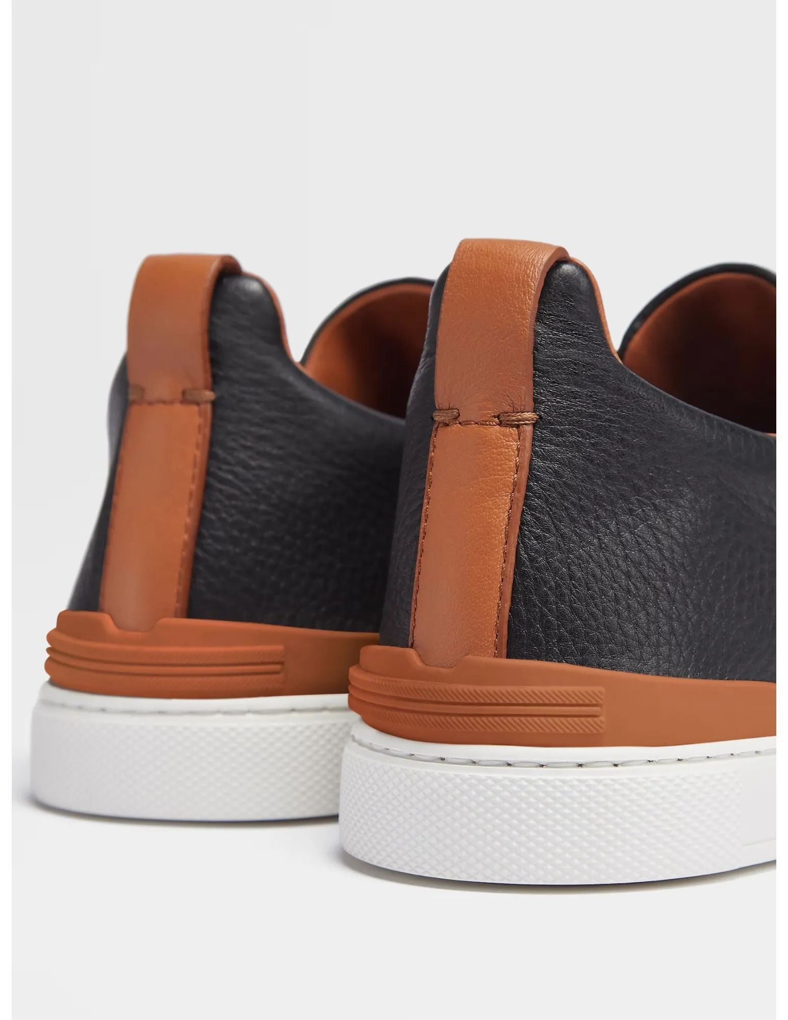 Black Deerskin Triple Stitch Sneakers