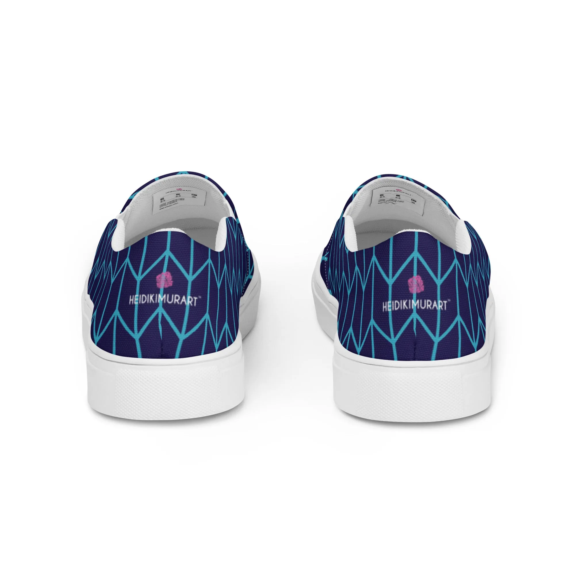 Blue Abstract Web Ladies' Sneakers, Unique Abstract Print Women’s Slip-On Canvas Shoes (US Size: 5-12)