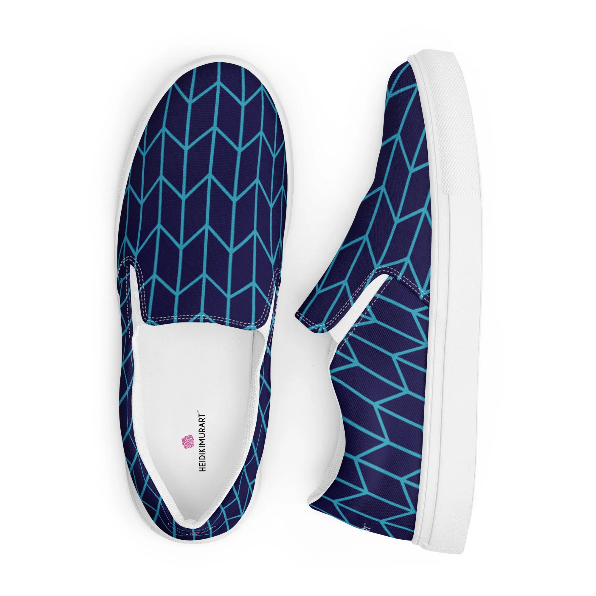 Blue Abstract Web Ladies' Sneakers, Unique Abstract Print Women’s Slip-On Canvas Shoes (US Size: 5-12)