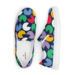 Blue Colorful Abstract Women's Sneakers, Unique Abstract Print Women’s Slip-On Canvas Shoes (US Size: 5-12)