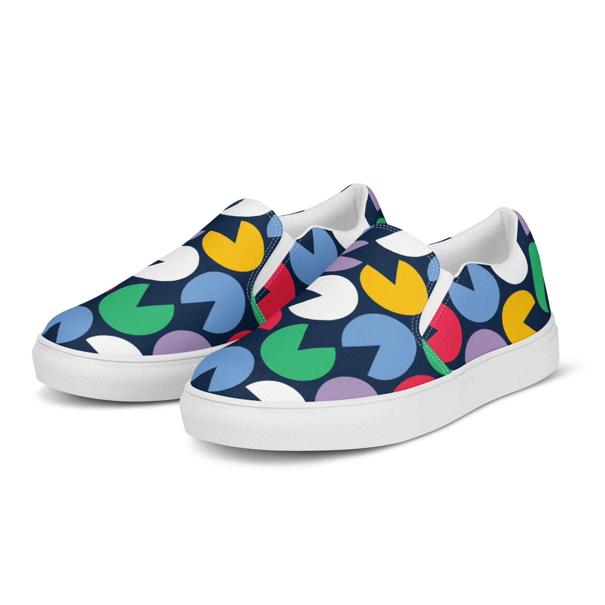 Blue Colorful Abstract Women's Sneakers, Unique Abstract Print Women’s Slip-On Canvas Shoes (US Size: 5-12)