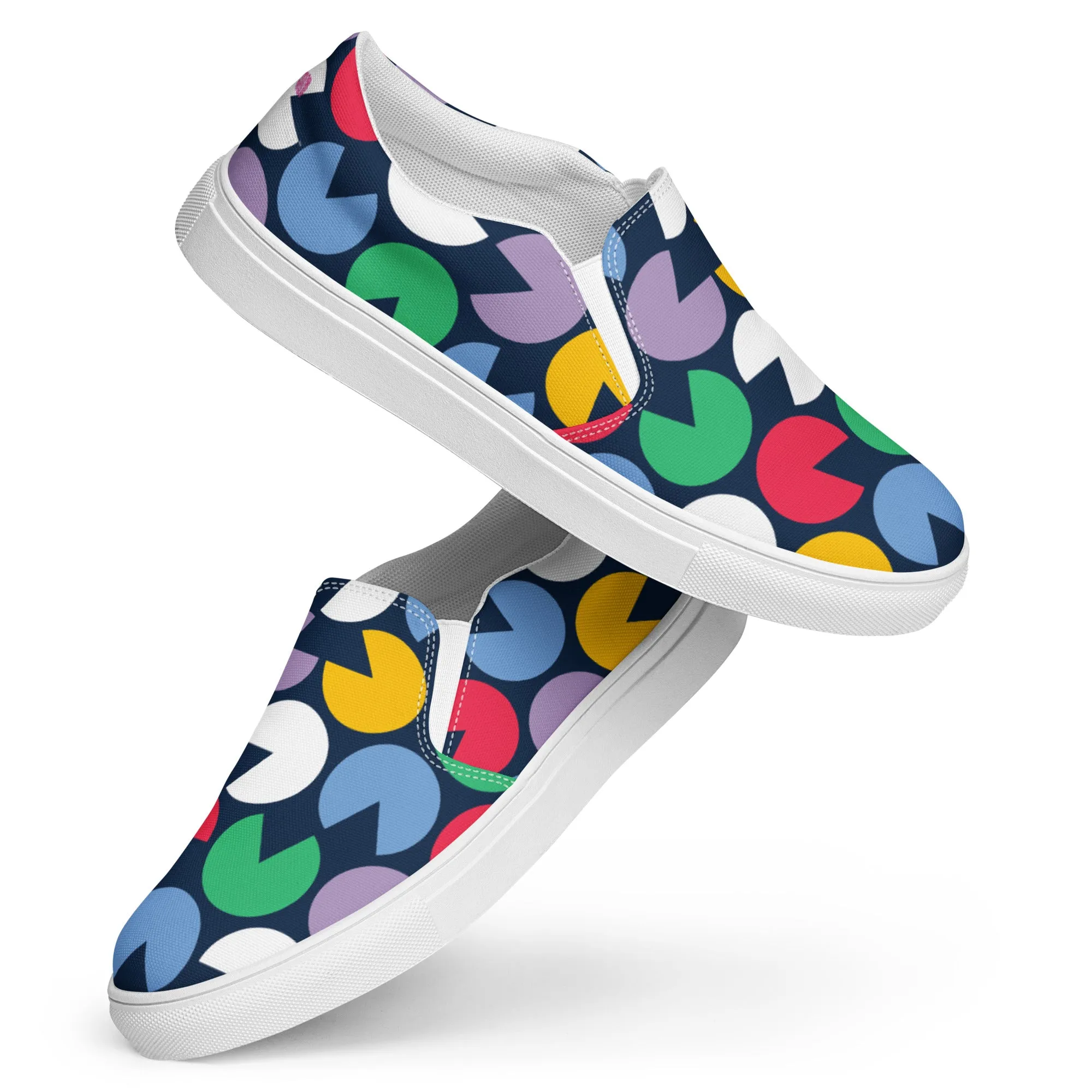 Blue Colorful Abstract Women's Sneakers, Unique Abstract Print Women’s Slip-On Canvas Shoes (US Size: 5-12)