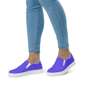 Bright Purple Women's Slip Ons, Solid Colorful Purple Color Modern Minimalist Women’s Slip-On Canvas Shoes (US Size: 5-12)