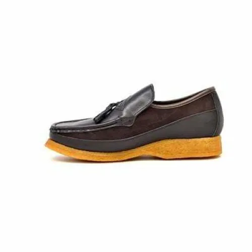 British Walkers Brooklyn Men's Brown Leather and Suede Crepe Sole Slip On