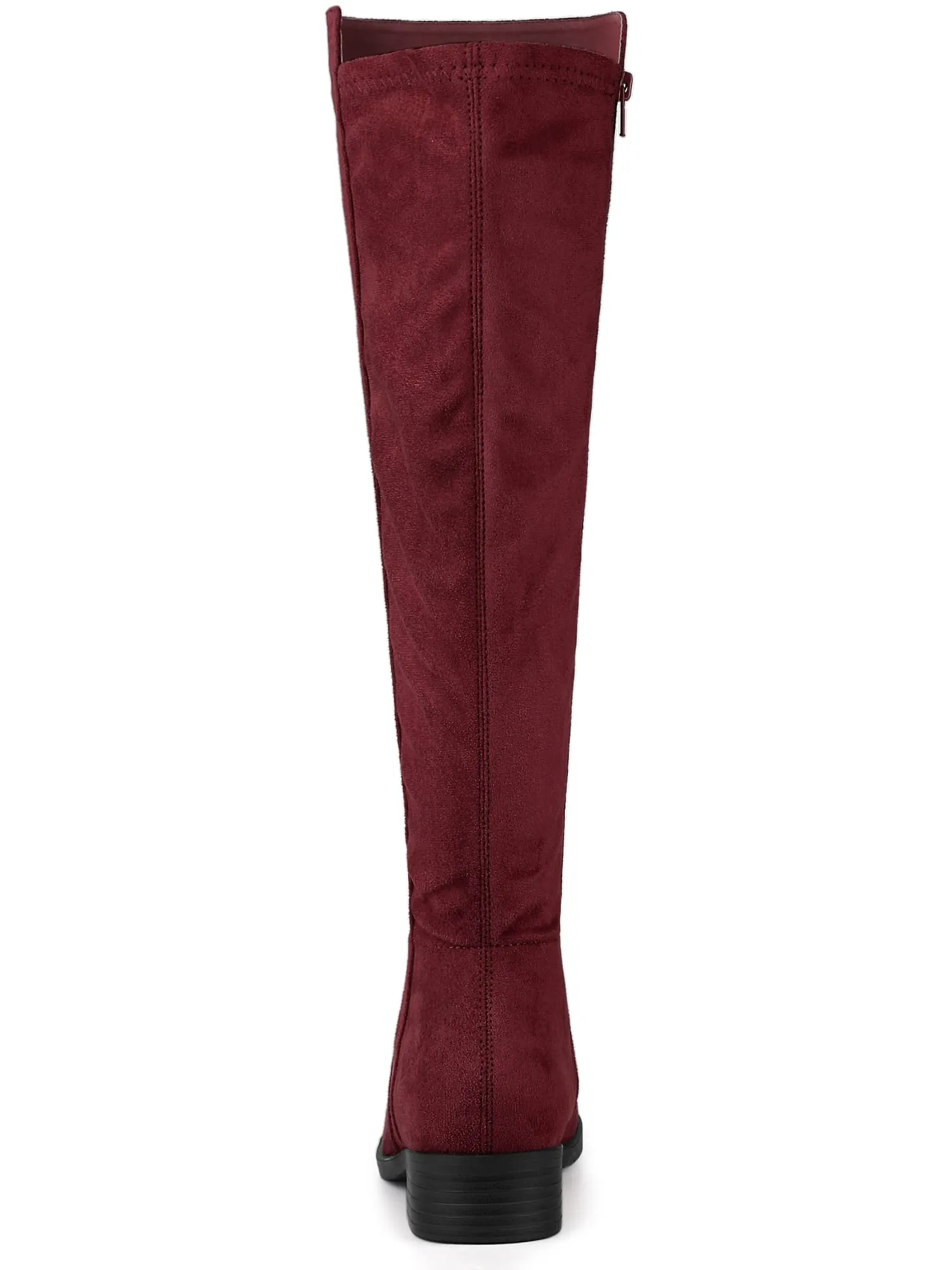 Burgundy Suede Knee High Side Zipper Boots