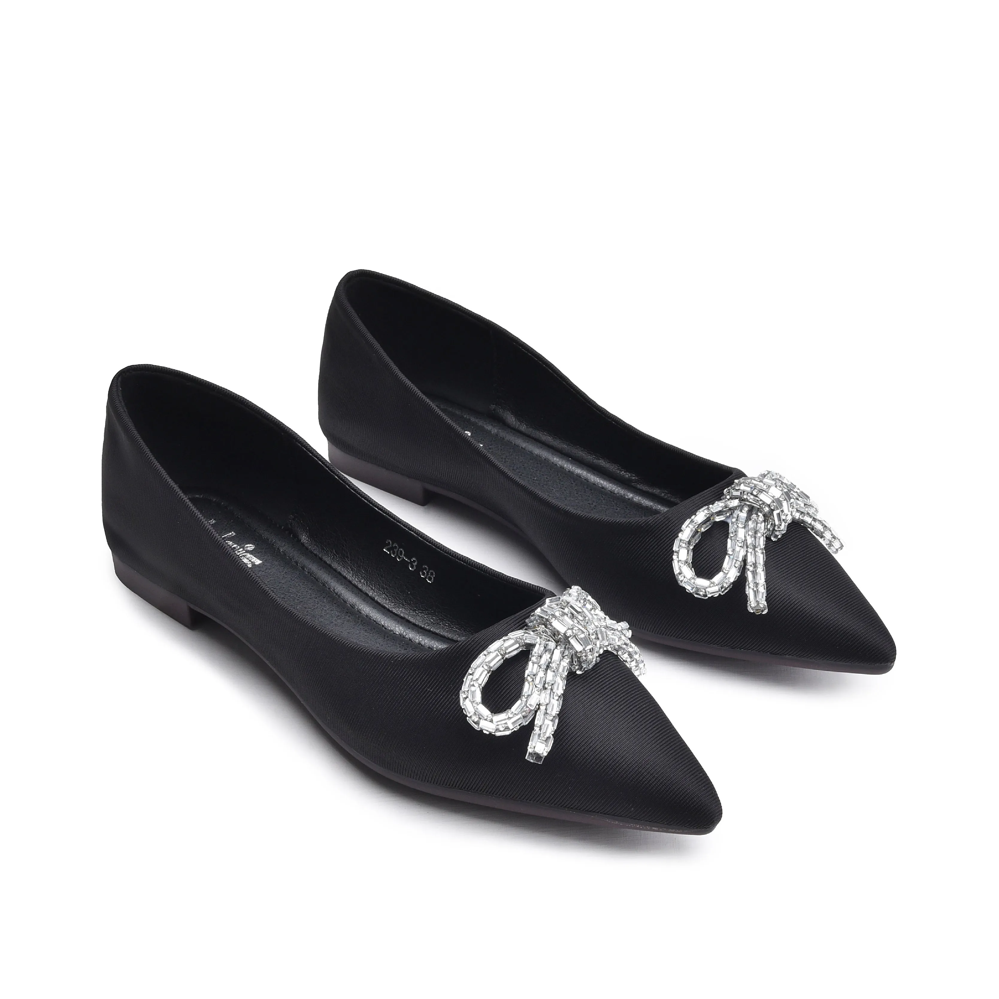 Chic Black Embellished Ballet Flats | 425N-C