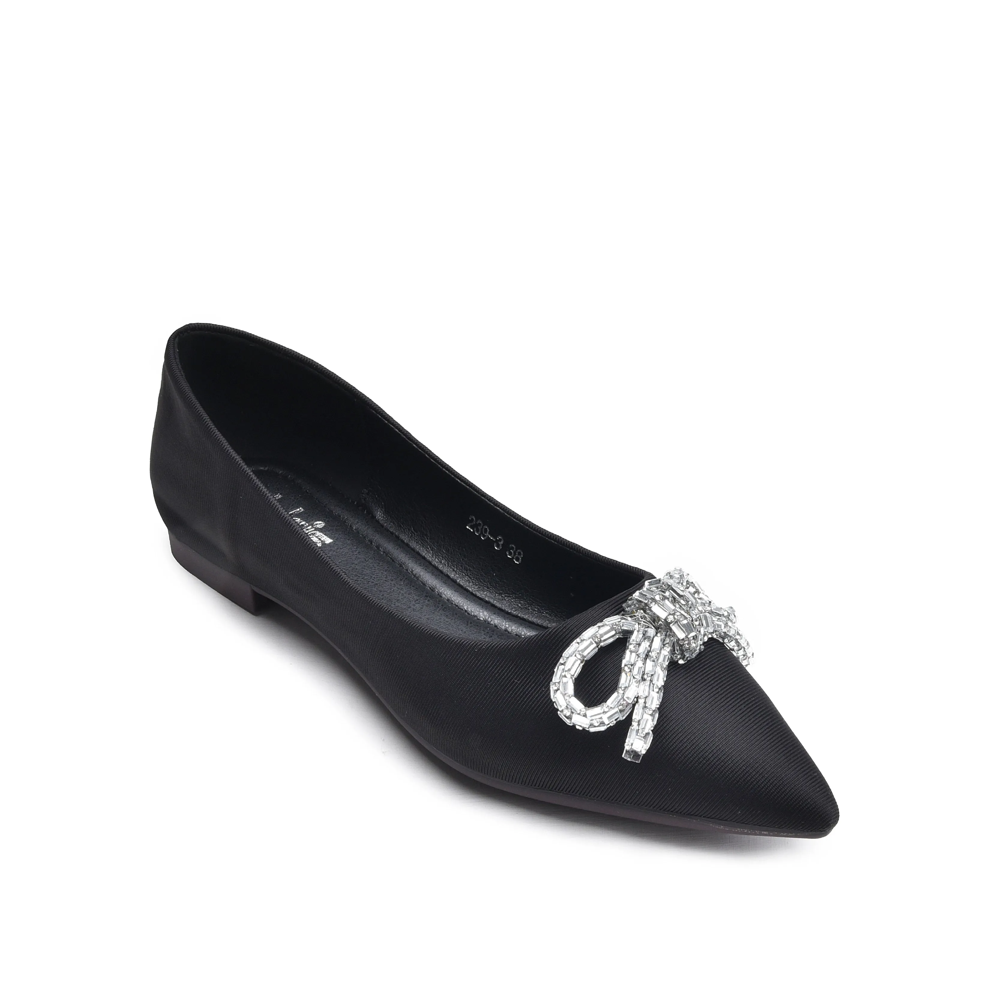 Chic Black Embellished Ballet Flats | 425N-C