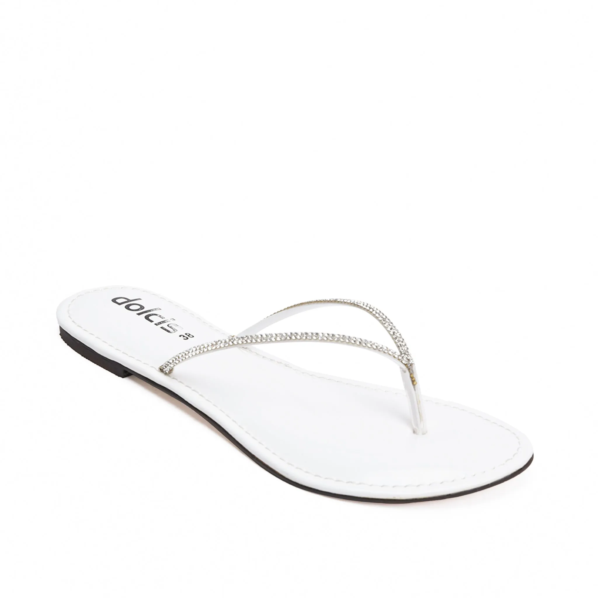 Chic White Patent Leather Flip Flops | 717R-W