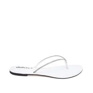 Chic White Patent Leather Flip Flops | 717R-W