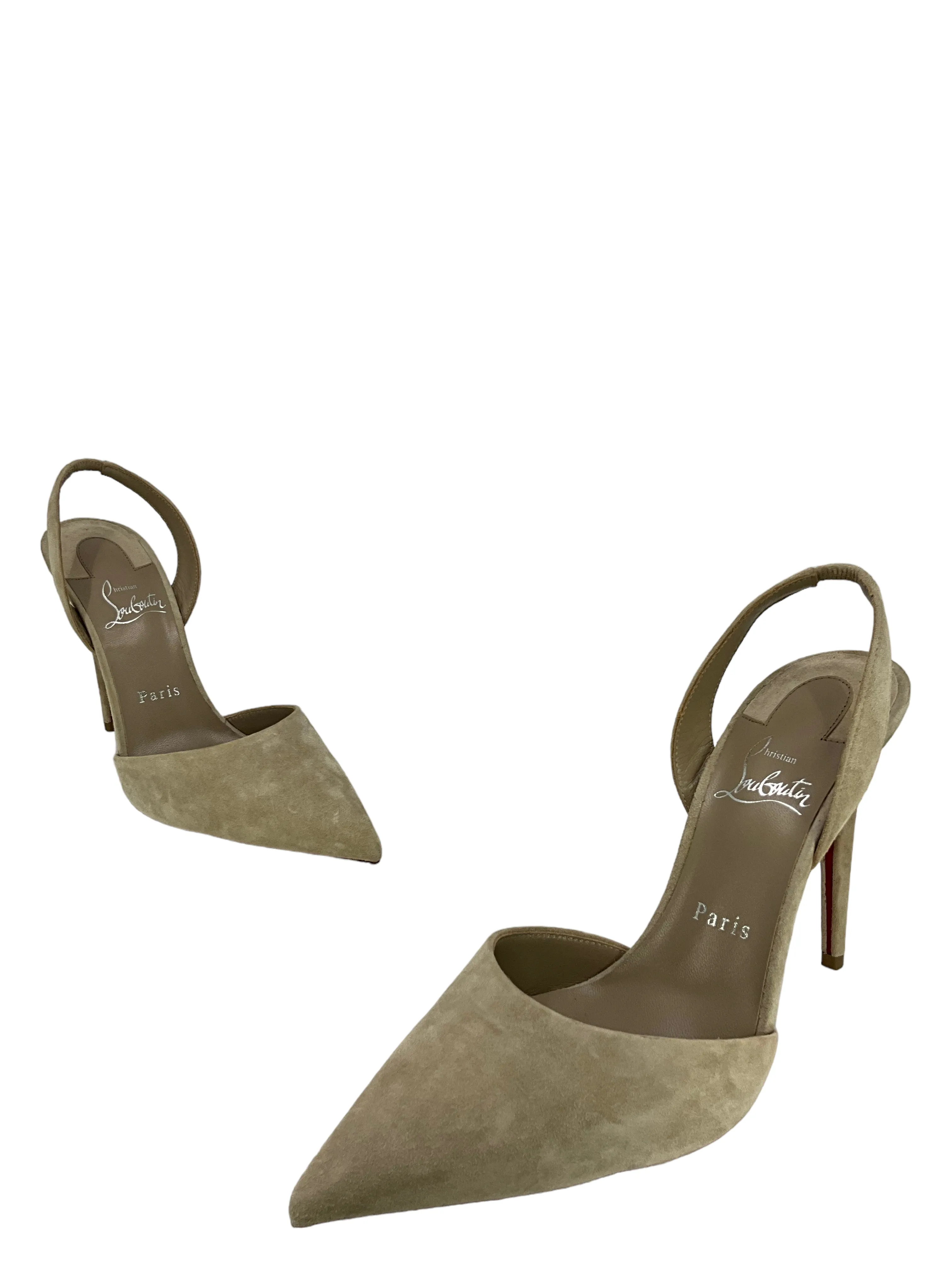 Christian Louboutin Gray Suede Slingbacks Size 38.5