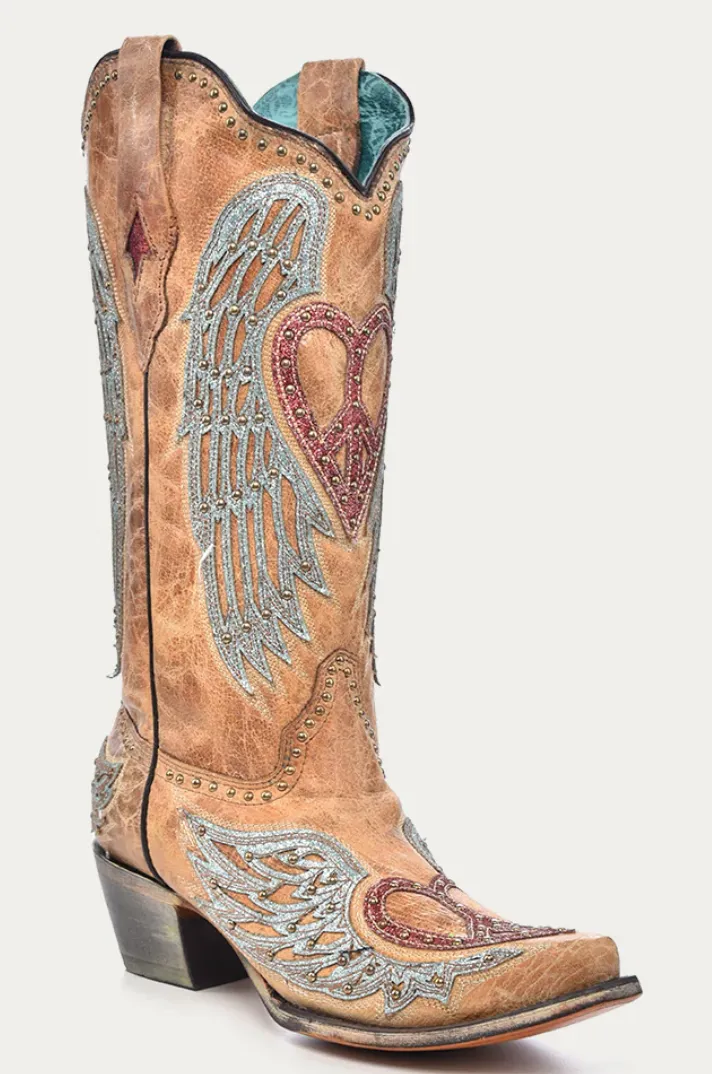 Corral Ladies Heart and Wings Overlay Boots Style A4235