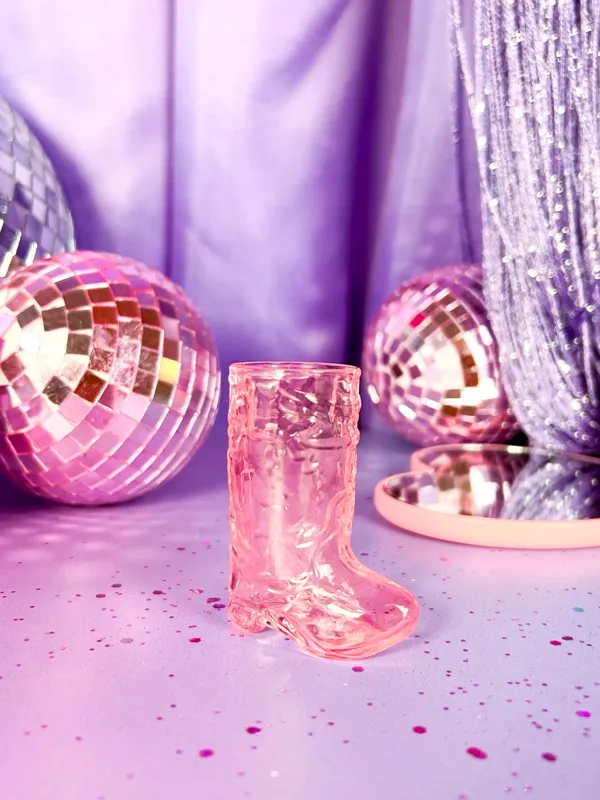 Cowboy Boot Western Shot Glass: Pink