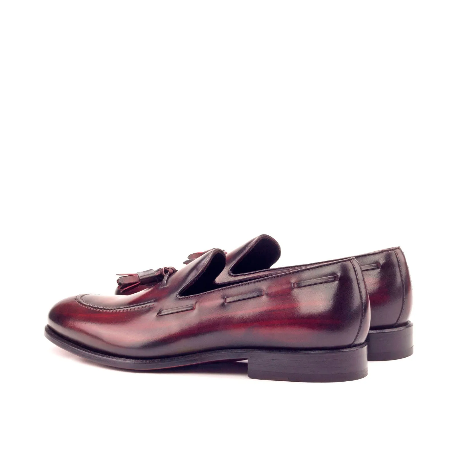 DapperFam Luciano in Burgundy Men's Hand-Painted Patina Loafer