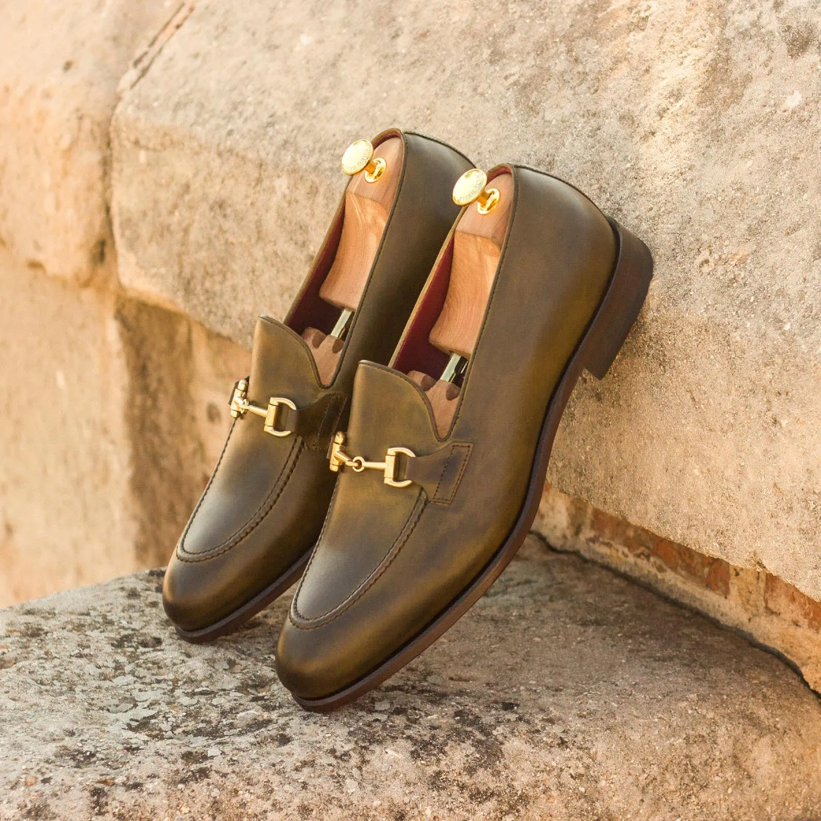 DapperFam Luciano in Olive Men's Italian Leather Loafer