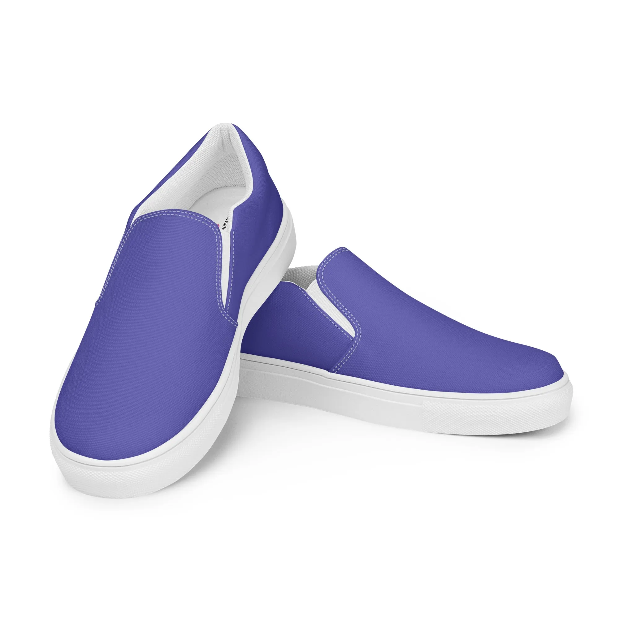 Dark Purple Men's Slip Ons, Solid Purple Color Best Casual Breathable Men’s Slip-on Canvas Shoes (US Size: 5-13)