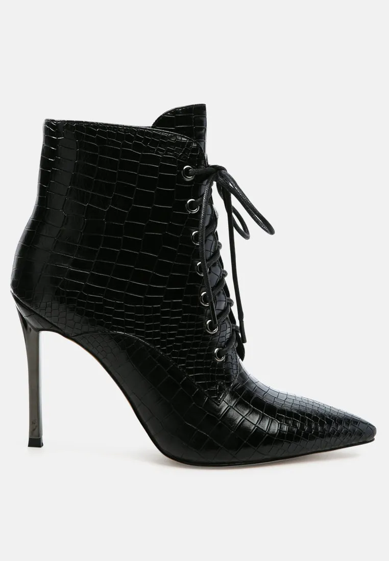 Escala Croc Stiletto Ankle Boots