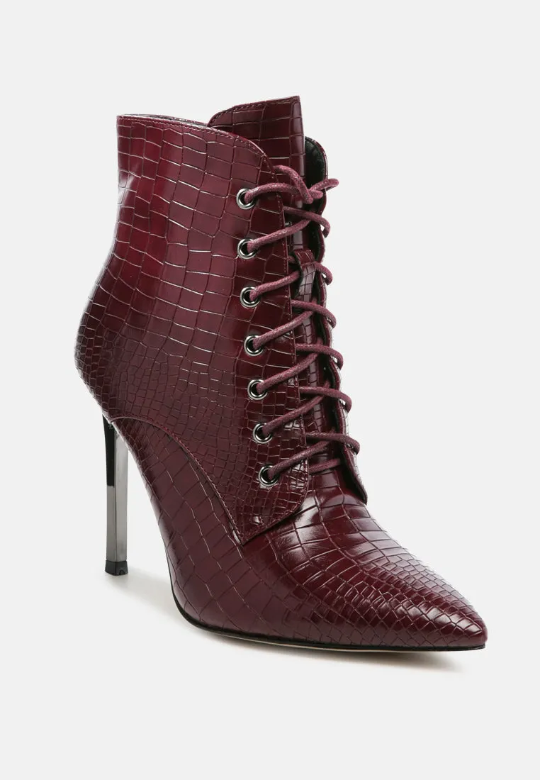 Escala Croc Stiletto Ankle Boots