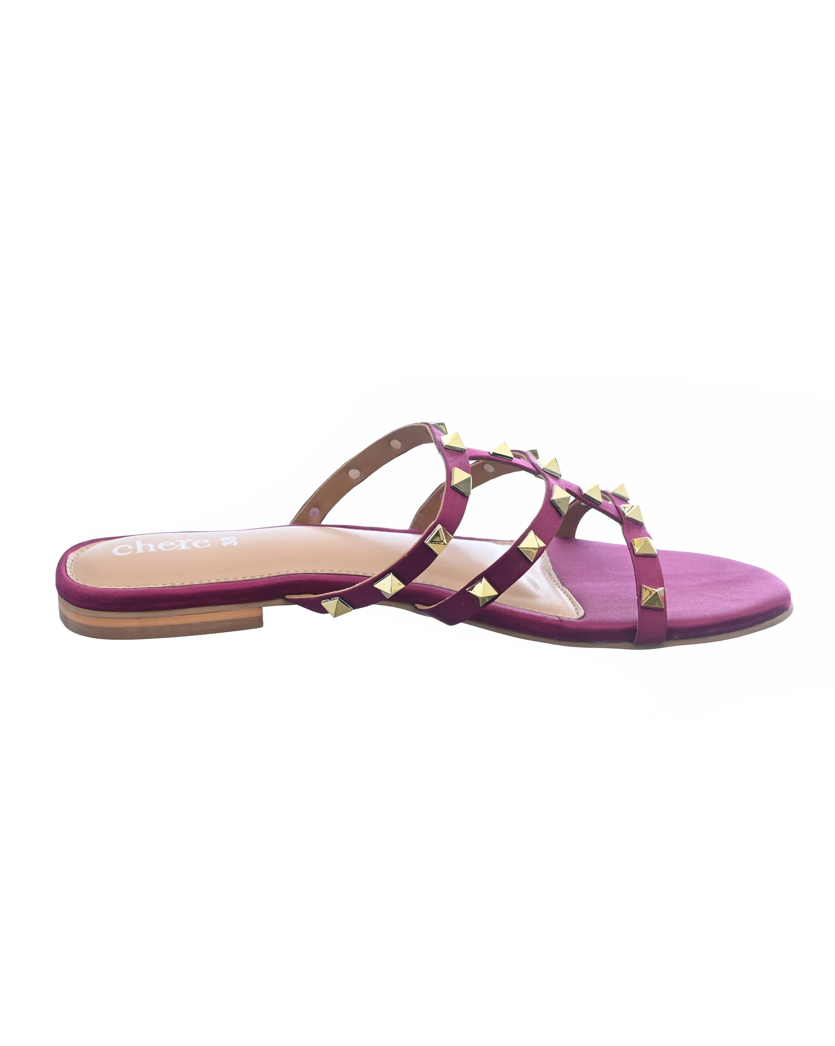 Fuchsia Stone Multi Straps Flats for Women