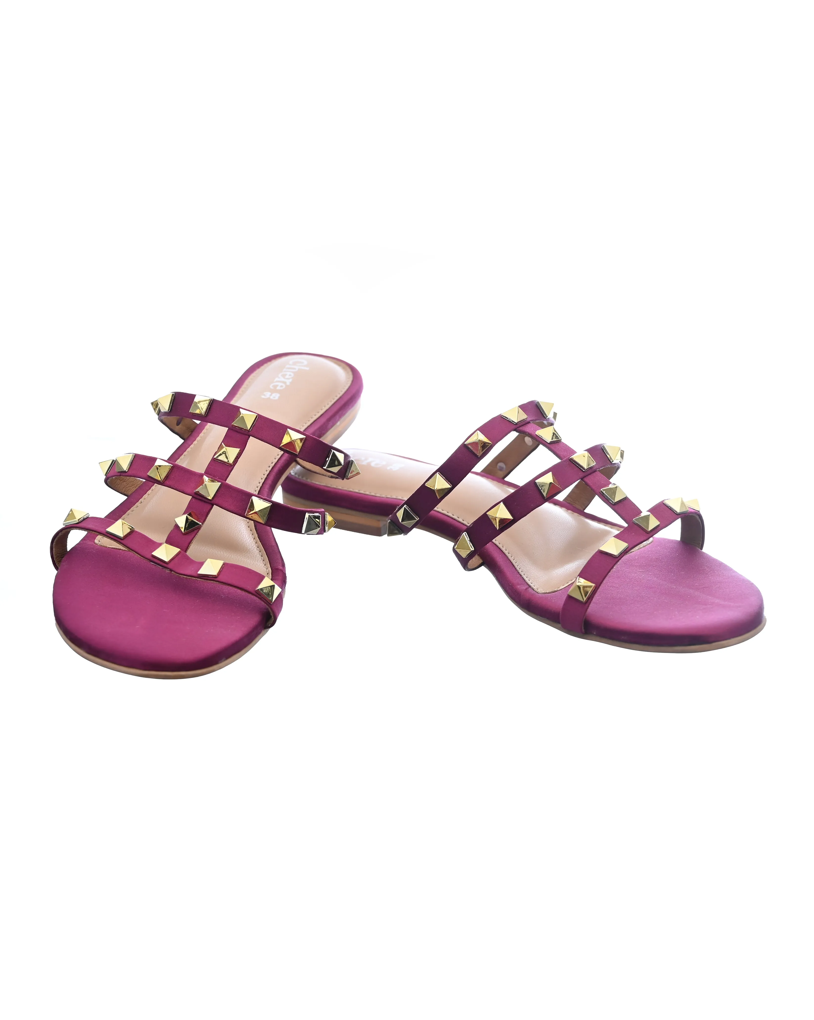 Fuchsia Stone Multi Straps Flats for Women