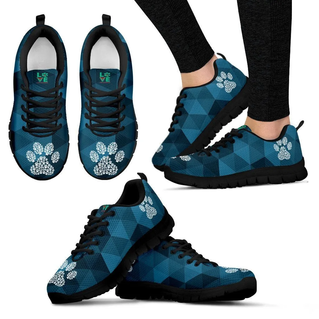 Geometric pattern with Paw Print -  Women's Sneakers