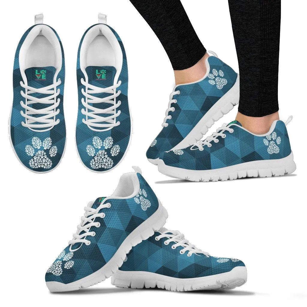 Geometric pattern with Paw Print -  Women's Sneakers