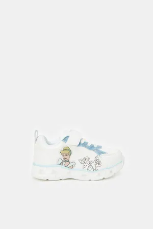 Girls White Cinderella Printed Chunky Sneakers