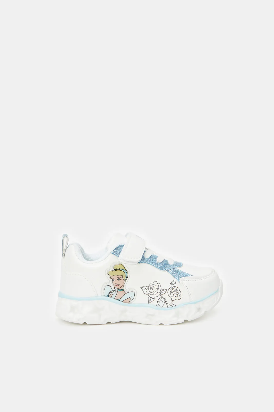 Girls White Cinderella Printed Chunky Sneakers