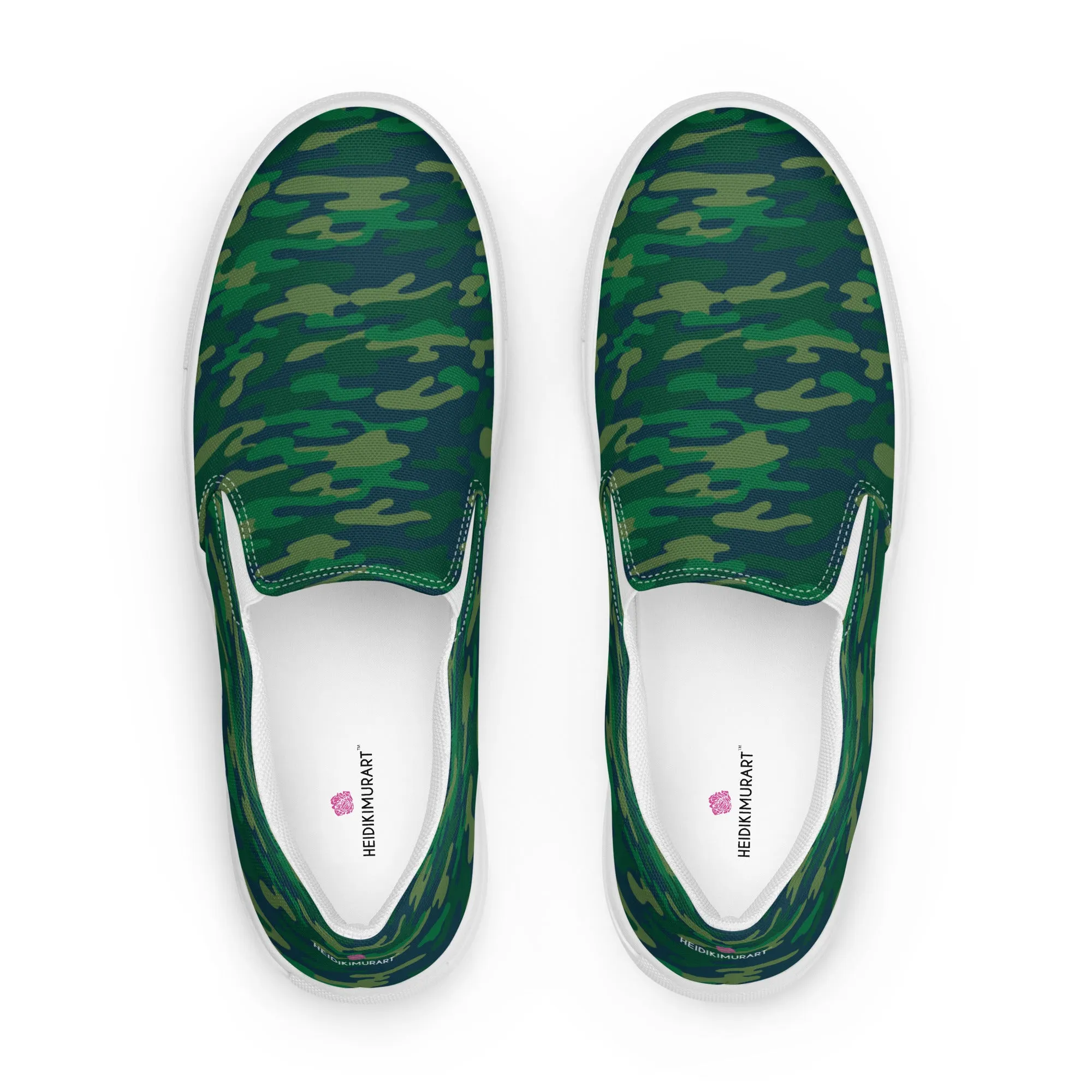 Green Camo Army Women's Shoes, Green Camouflage Army Military Print Women’s Slip-On Canvas Shoes (US Size: 5-12)