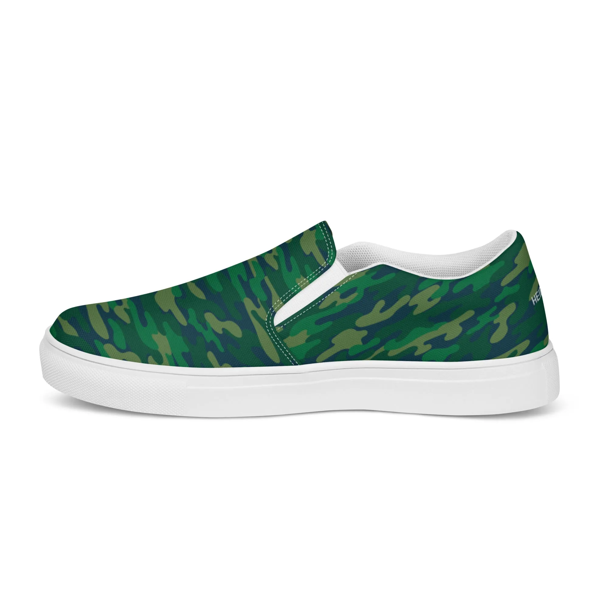 Green Camo Army Women's Shoes, Green Camouflage Army Military Print Women’s Slip-On Canvas Shoes (US Size: 5-12)