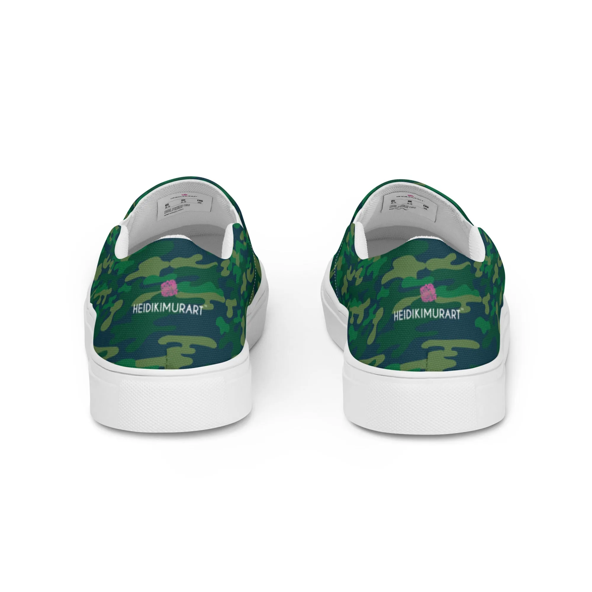 Green Camo Army Women's Shoes, Green Camouflage Army Military Print Women’s Slip-On Canvas Shoes (US Size: 5-12)