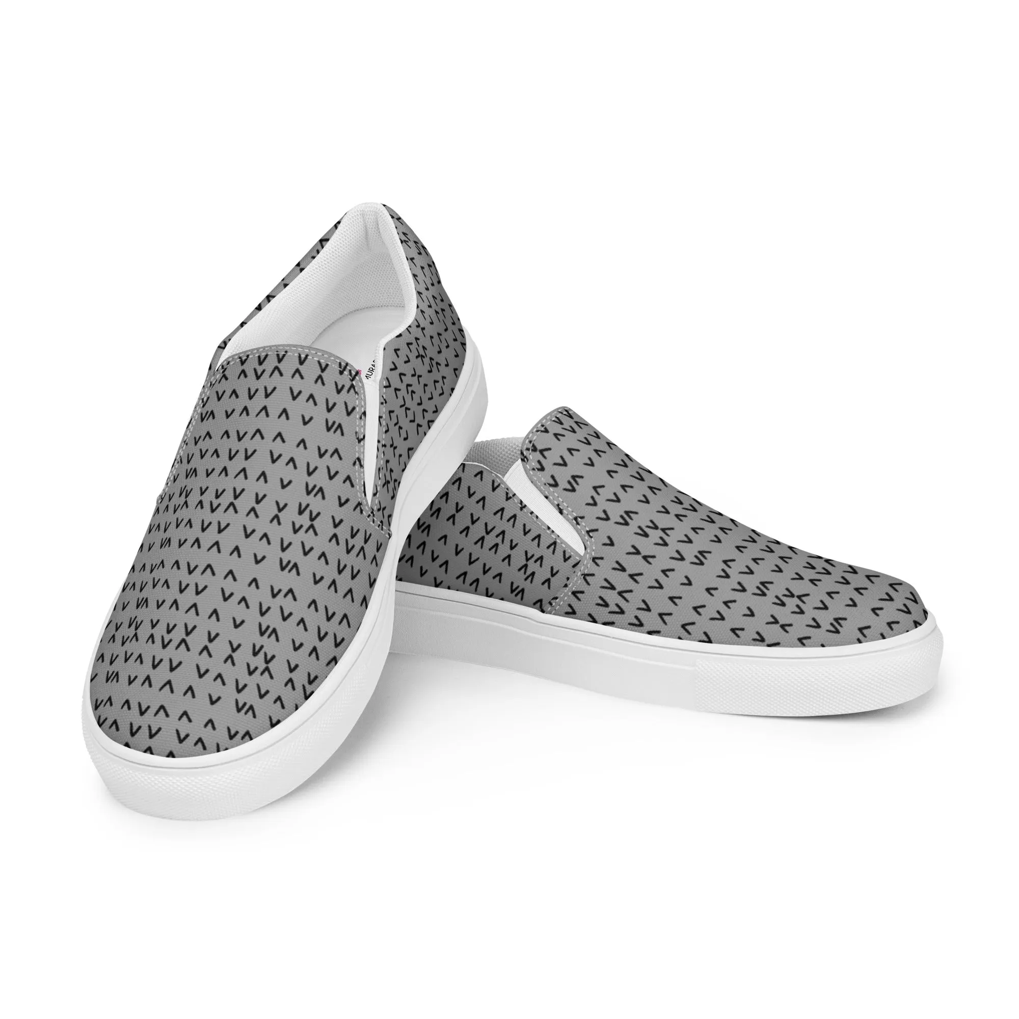 Grey Pattern Women's Sneakers, Unique Abstract Print Women’s Slip-On Canvas Shoes (US Size: 5-12)