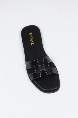 Hania H Style Black Iconic Flat Slides