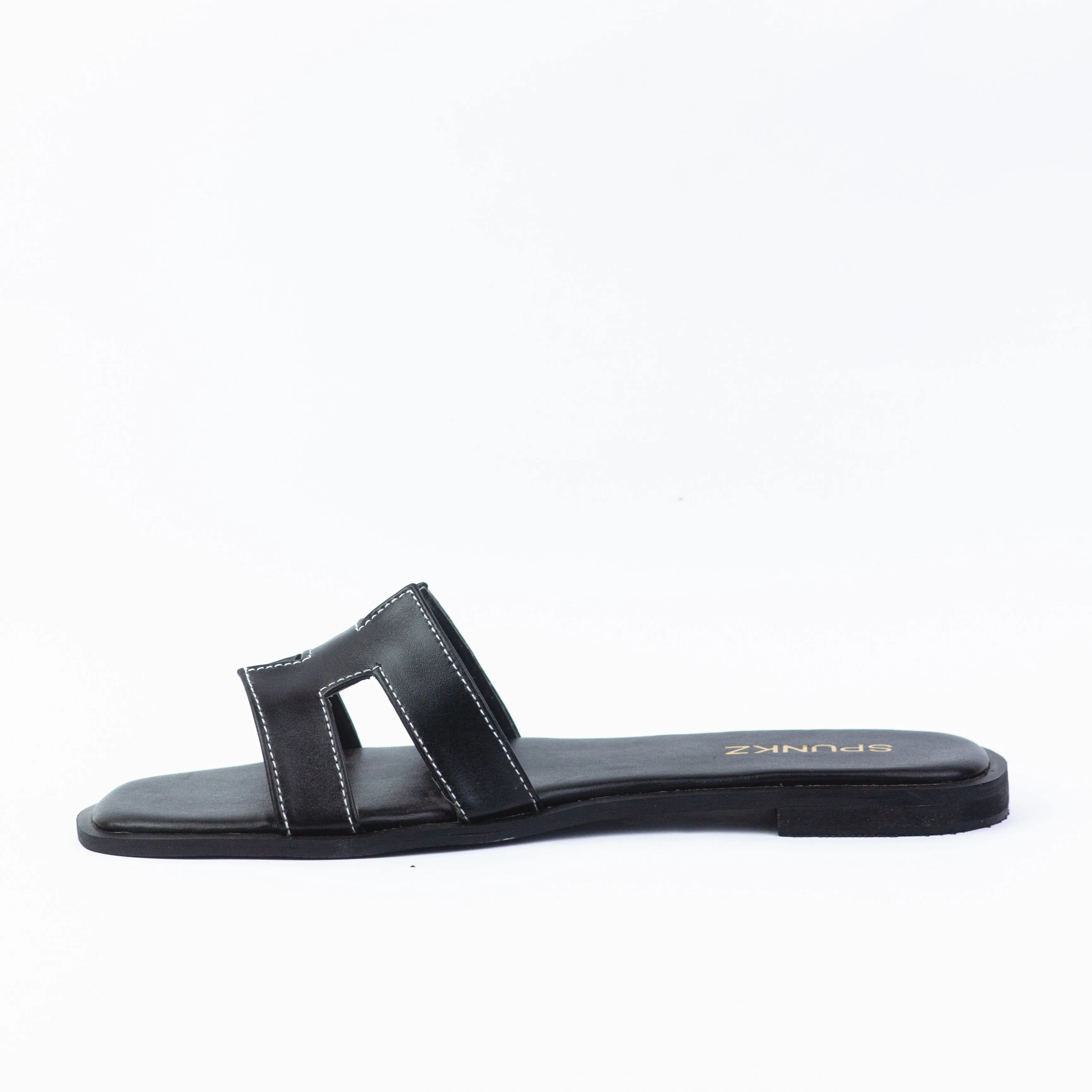 Hania H Style Black Iconic Flat Slides