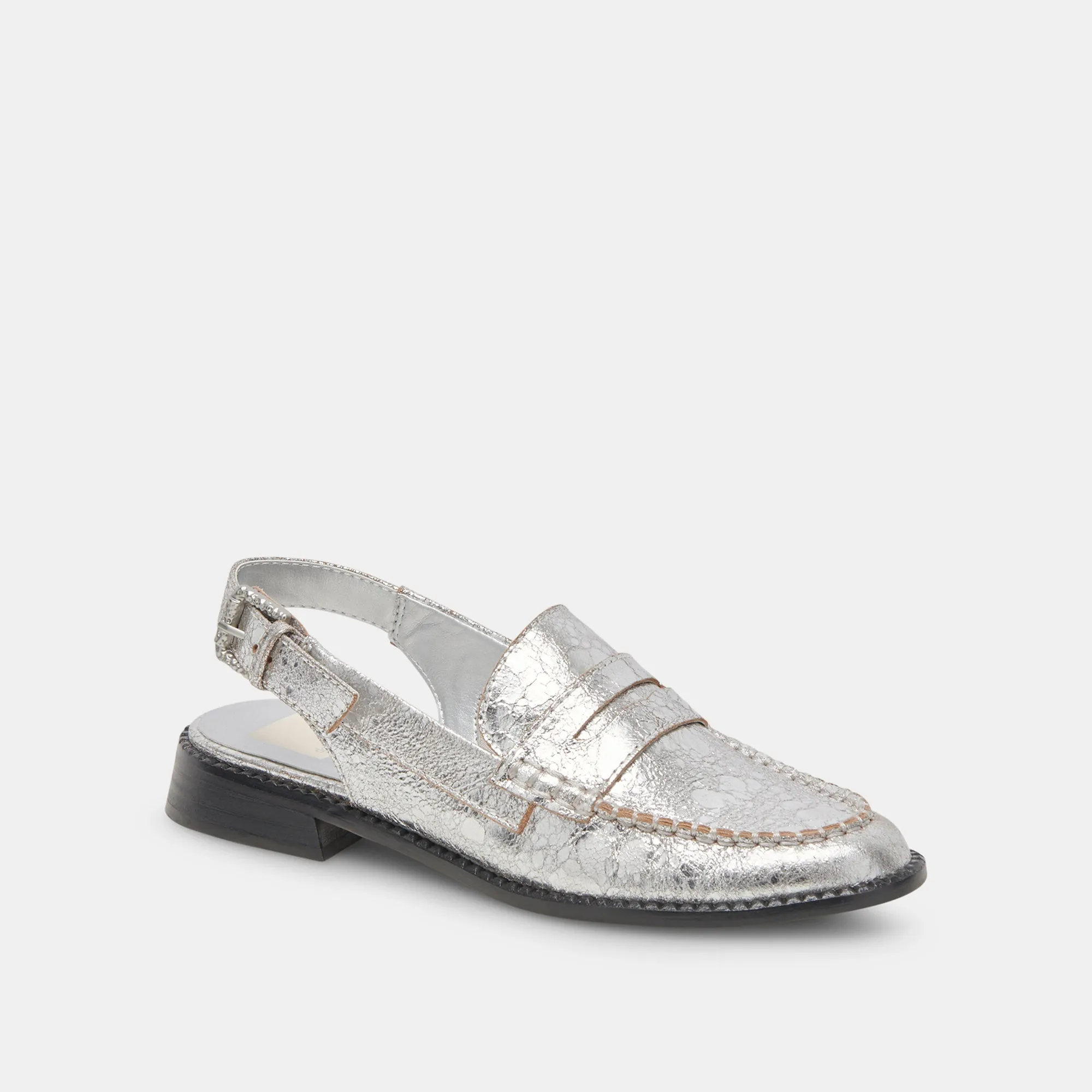 HARDI WIDE LOAFERS SILVER CRACKLED LEATHER