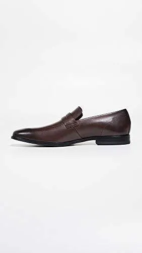 Hugo Boss Mens Highline Leather Square Toe Penny Loafer, Dark Brown, Size 11.0