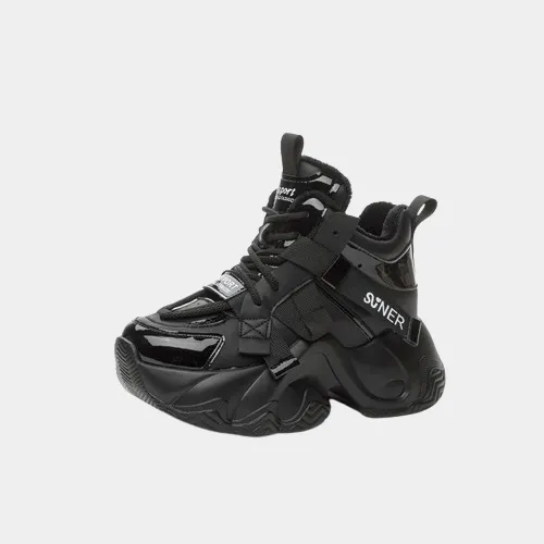 Joskaa 2024 New Black Platform Sneakers Techwear