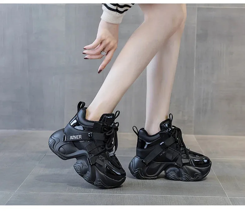 Joskaa 2024 New Black Platform Sneakers Techwear