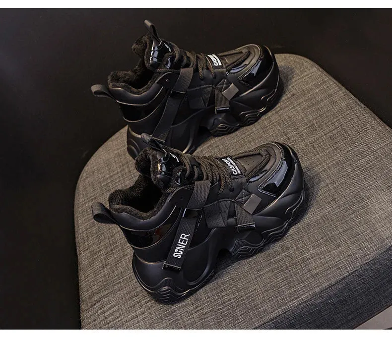 Joskaa 2024 New Black Platform Sneakers Techwear