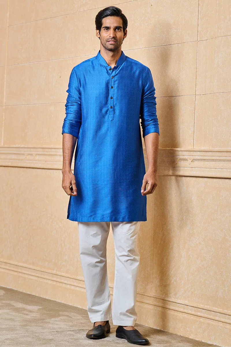 Medium Blue Jacquard Kurta