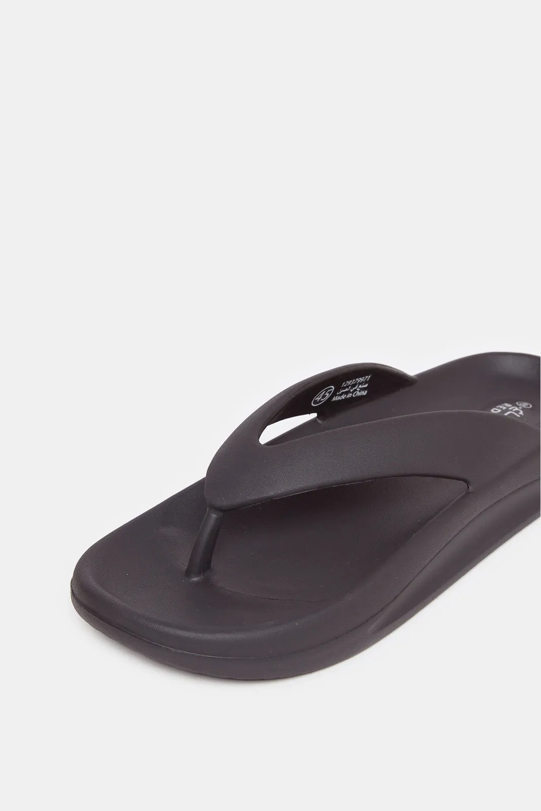 Men Black Molded Toe Slippers