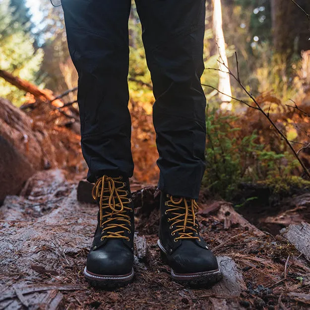 Men's 9" Waterproof Steel Toe Logger Black Leather Boots