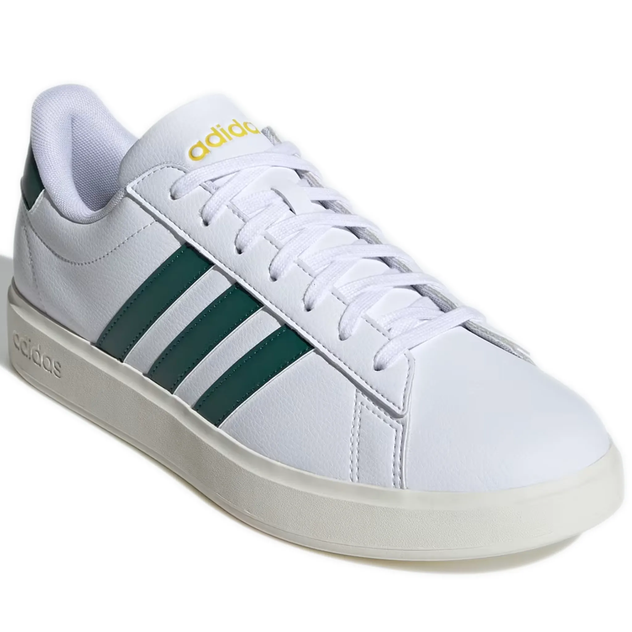 Men's Adidas Grand Court 2.0 Shoes - Cloud White / Collegiate Green / Utility Yellow