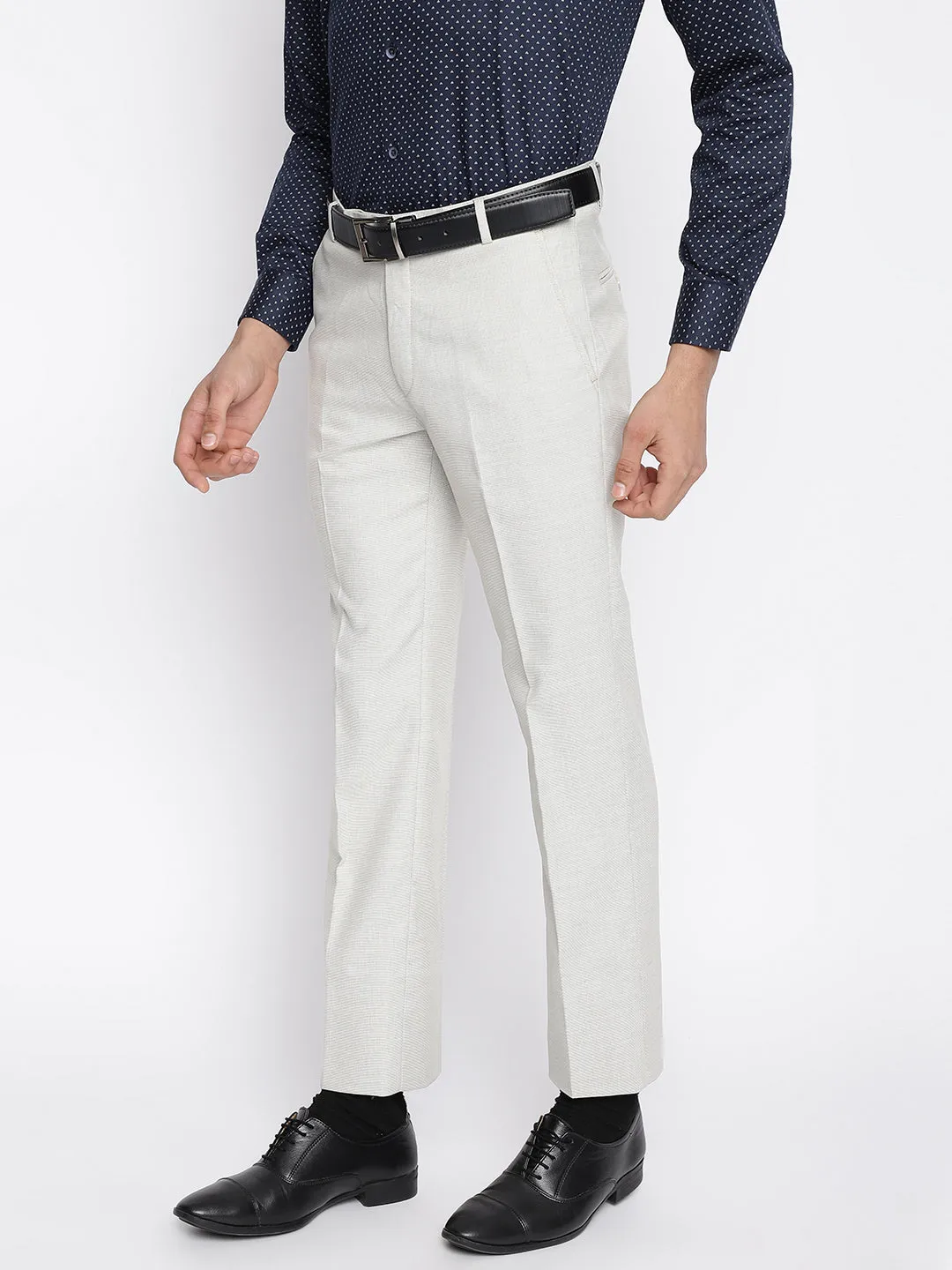 Men's Formal Flat front Fawn  Trousers