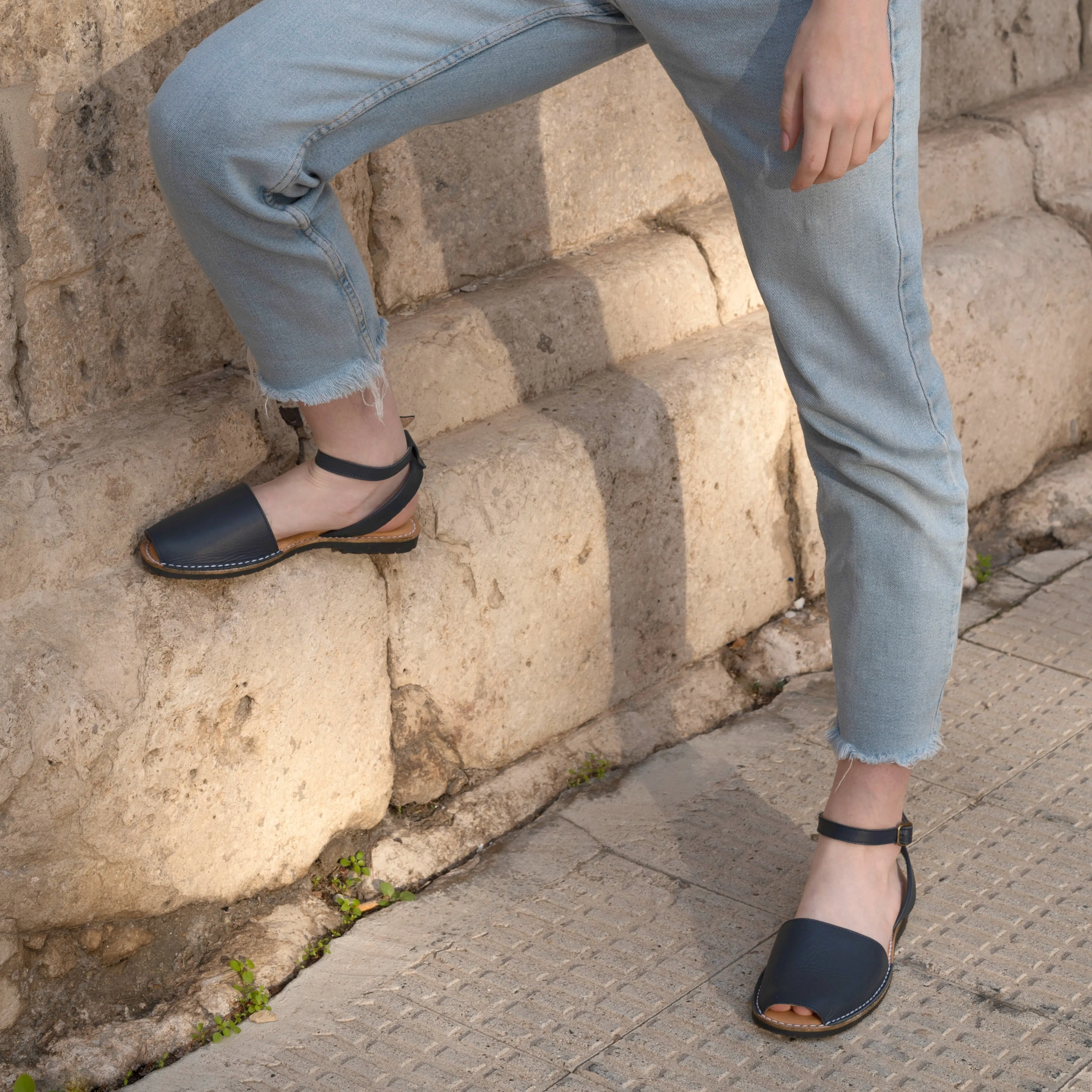 Navy blue sandals with strap